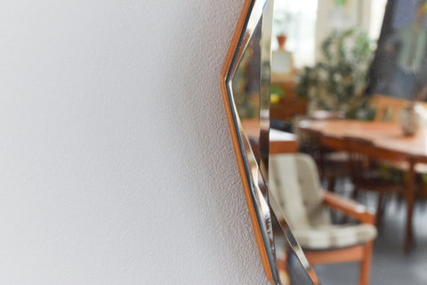 Vintage Frameless 14 Sided Bevelled Wall Mirror