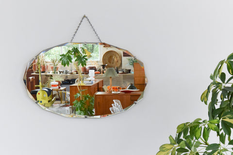 Vintage Frameless 14 Sided Bevelled Wall Mirror