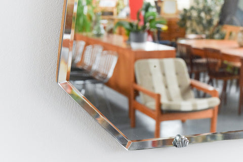 Vintage Frameless Bevelled Wall Mirror