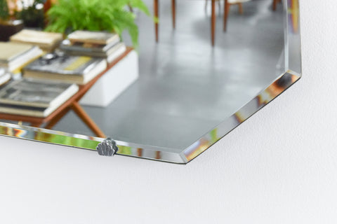 Vintage Frameless Bevelled Wall Mirror