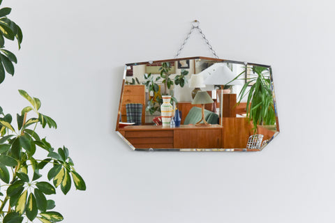 Vintage Frameless Bevelled Wall Mirror