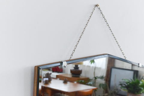 Vintage Frameless Bevelled Mirror Heptagon Shape