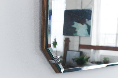Vintage Frameless Bevelled Mirror Heptagon Shape