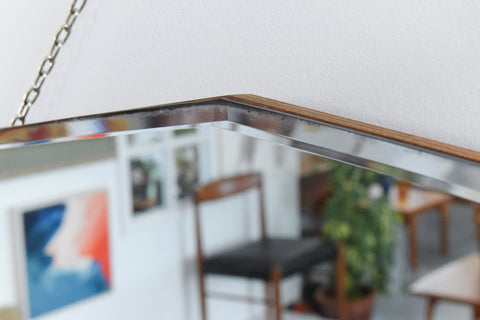 Vintage Frameless Bevelled Mirror Heptagon Shape