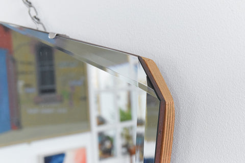Vintage Frameless Bevelled Mirror with Flat Peak