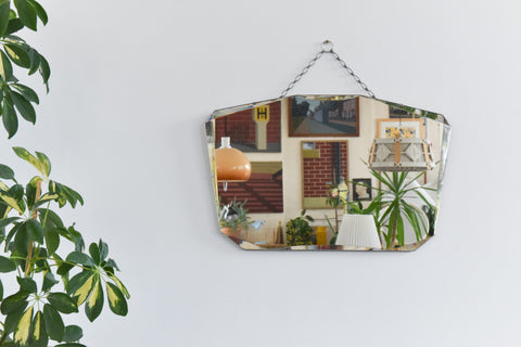Vintage Frameless Bevelled Mirror with Flat Peak