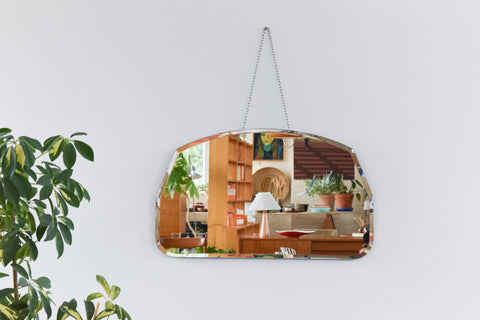 Vintage Frameless Bevelled Wall Mirror