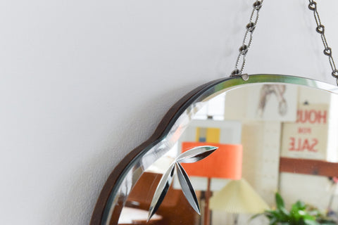Vintage Frameless Cut Glass Bevelled Wall Mirror