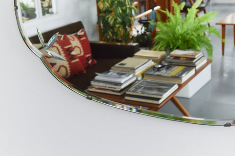 Vintage Frameless Cut Glass Bevelled Wall Mirror