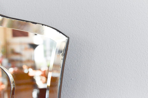Vintage Frameless Mirror with Cut Glass Floral Motif