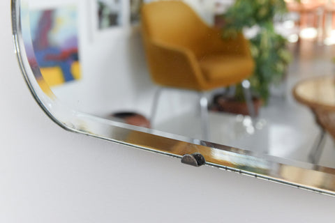 Vintage Frameless Mirror with Cut Glass Floral Motif