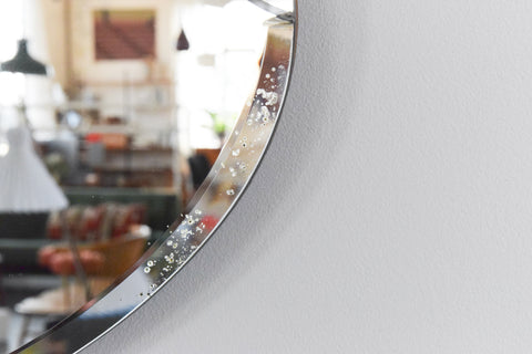 Vintage Frameless Mirror with Cut Glass Star Motif