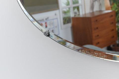 Vintage Frameless Mirror with Cut Glass Star Motif
