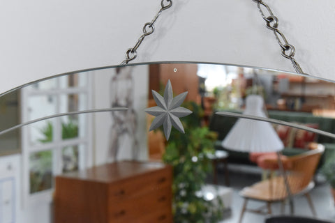 Vintage Frameless Mirror with Cut Glass Star Motif