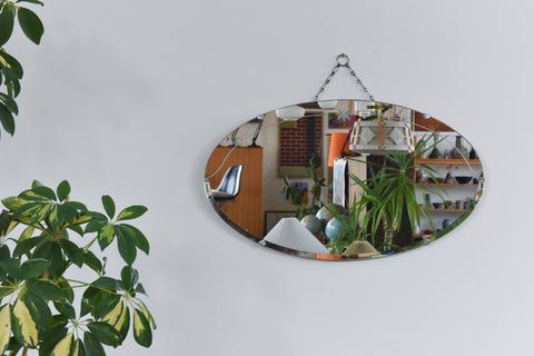 Vintage Frameless Mirror with Cut Glass Star Motif
