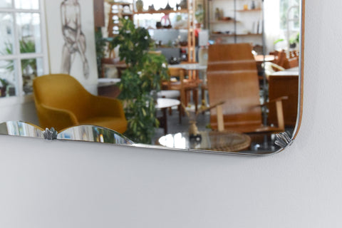 Vintage Frameless Mirror with Part Scallop Bevel