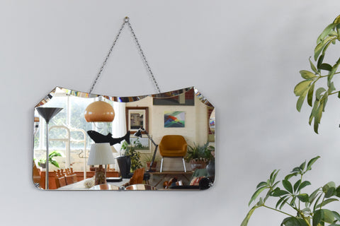 Vintage Frameless Mirror with Part Scallop Bevel