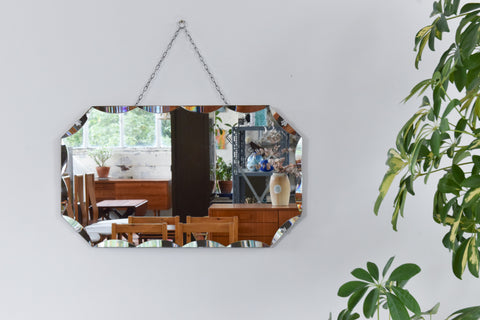 Vintage Frameless Octagonal Scollop Bevelled Mirror