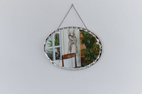 Vintage Frameless Oval Bevelled Mirror
