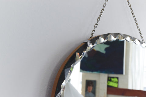 Vintage Frameless Oval Bevelled Mirror