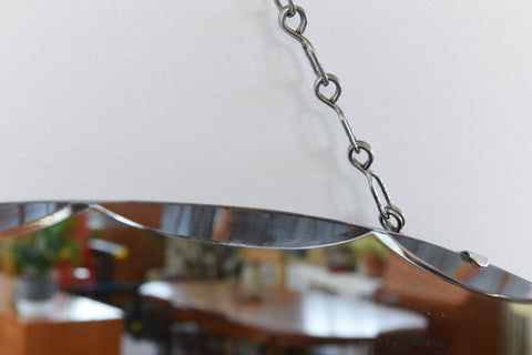 Vintage Frameless Oval Bevelled Mirror