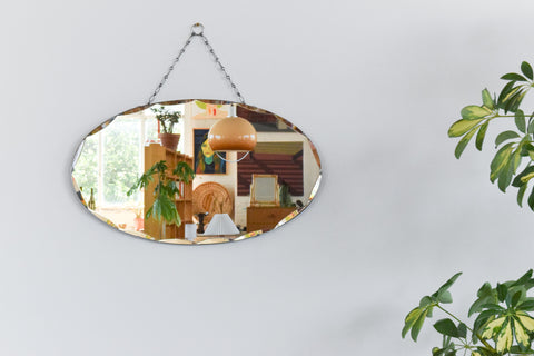 Vintage Frameless Oval Bevelled Mirror