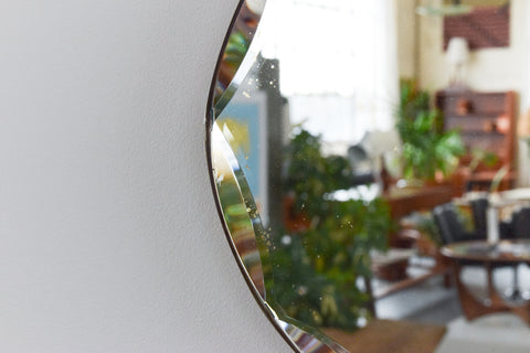 Vintage Frameless Oval Mirror