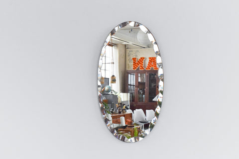Vintage Frameless Portrait Bevelled Oval Mirror