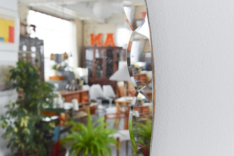 Vintage Frameless Portrait Bevelled Oval Mirror