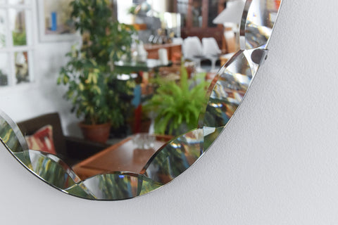 Vintage Frameless Portrait Bevelled Oval Mirror