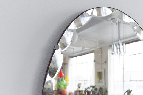 Vintage Frameless Portrait Bevelled Oval Mirror