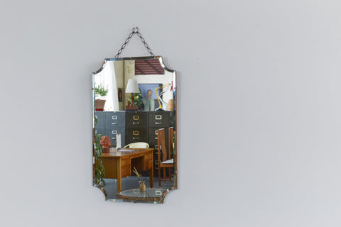 Vintage Frameless Portrait Octagonal Bevelled Mirror