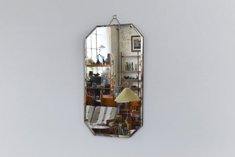 Vintage Frameless Portrait Octagonal Bevelled Mirror