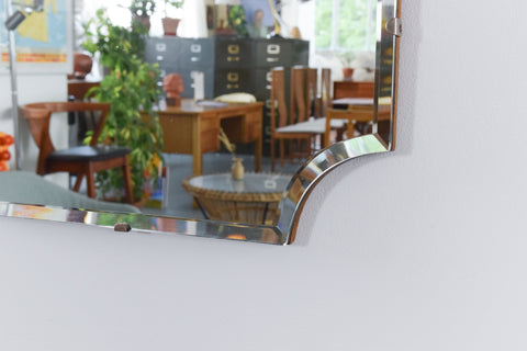 Vintage Frameless Portrait Octagonal Bevelled Mirror