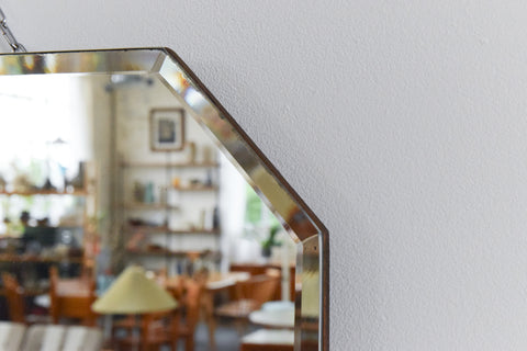 Vintage Frameless Portrait Octagonal Bevelled Mirror