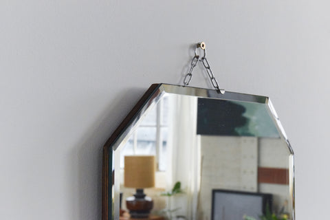 Vintage Frameless Portrait Octagonal Bevelled Mirror