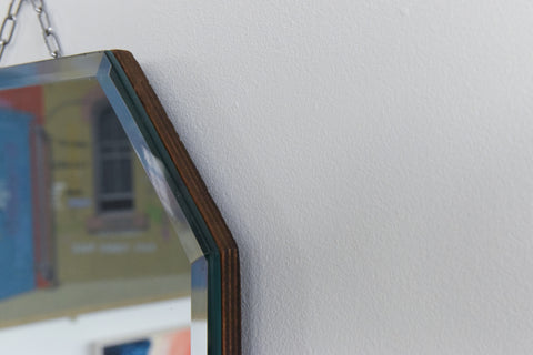 Vintage Frameless Portrait Octagonal Bevelled Mirror