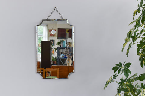 Vintage Frameless Portrait Octagonal Bevelled Mirror