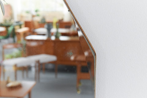 Vintage Frameless Round Cut Glass Bevelled Wall Mirror