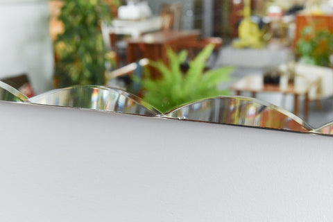 Vintage Frameless Scollop Bevelled Wall Mirror