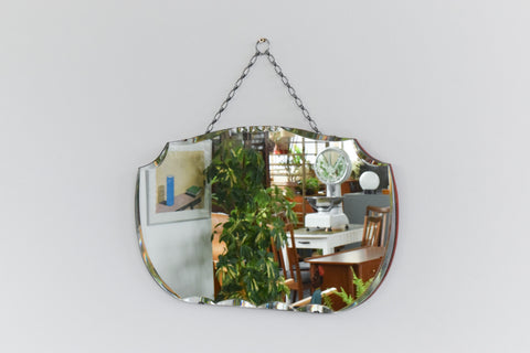 Vintage Frameless Scollop Bevelled Wall Mirror