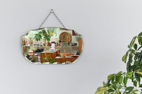 Vintage Frameless Scollop Bevelled Wall Mirror