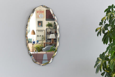 Vintage Frameless Wavy Bevelled Mirror