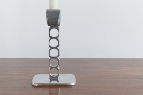 Vintage Geometric Chrome Candle Holder