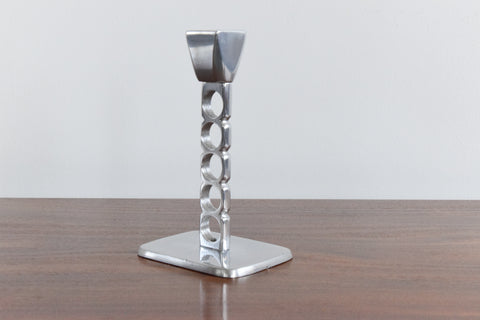 Vintage Geometric Chrome Candle Holder