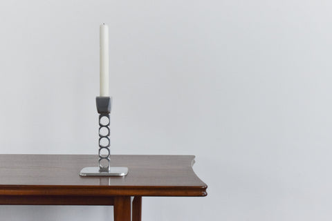 Vintage Geometric Chrome Candle Holder