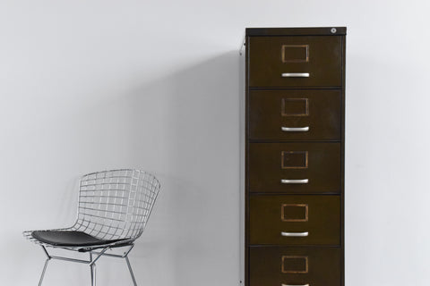 Vintage Green 5 Drawer Filing Cabinet