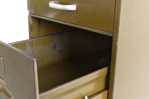 Vintage Green 5 Drawer Filing Cabinet
