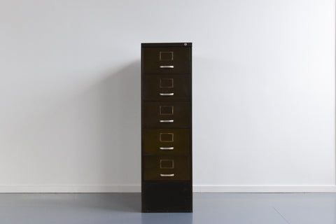 Vintage Green 5 Drawer Filing Cabinet