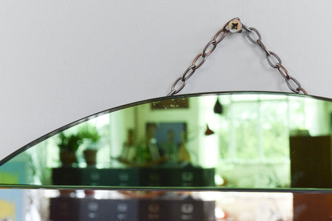Vintage Green Art Deco Frameless Mirror